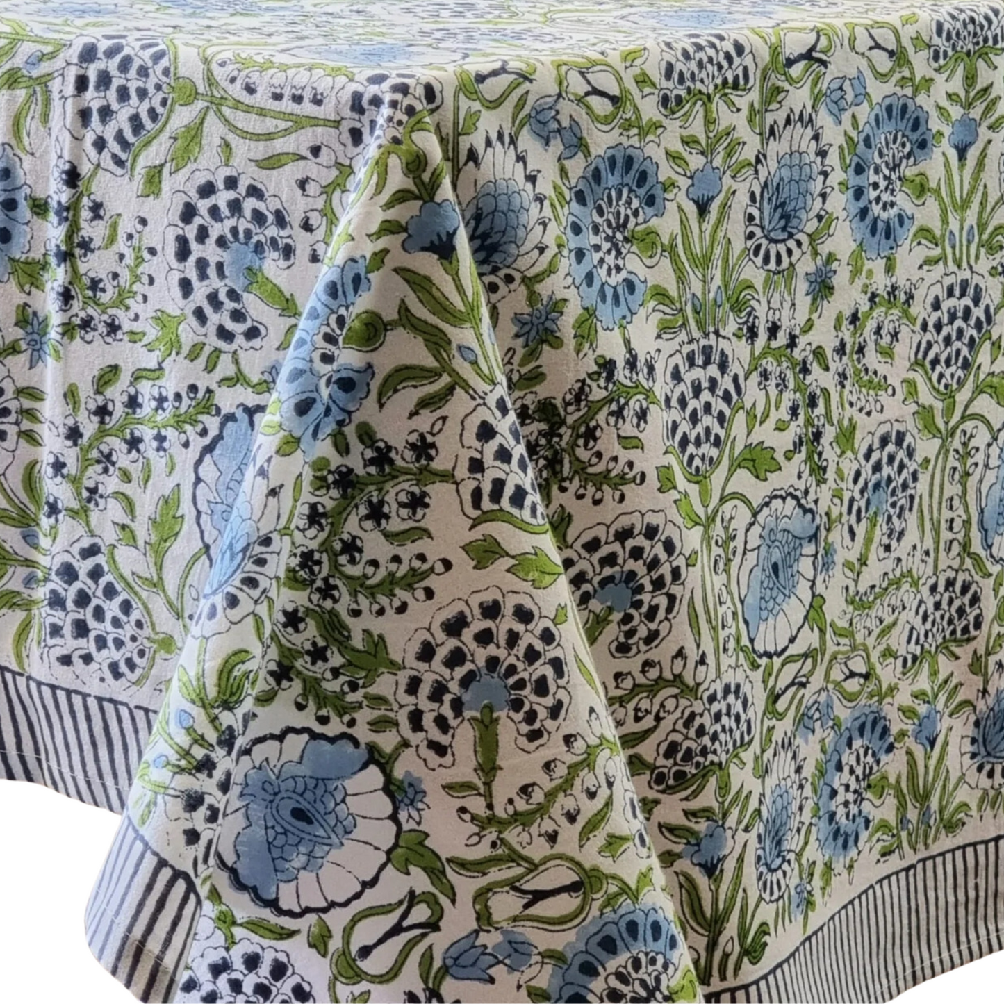 Kolka Senetti Hand Block-Printed & Sreen-Printed Textiles Tablecloth - Green-0