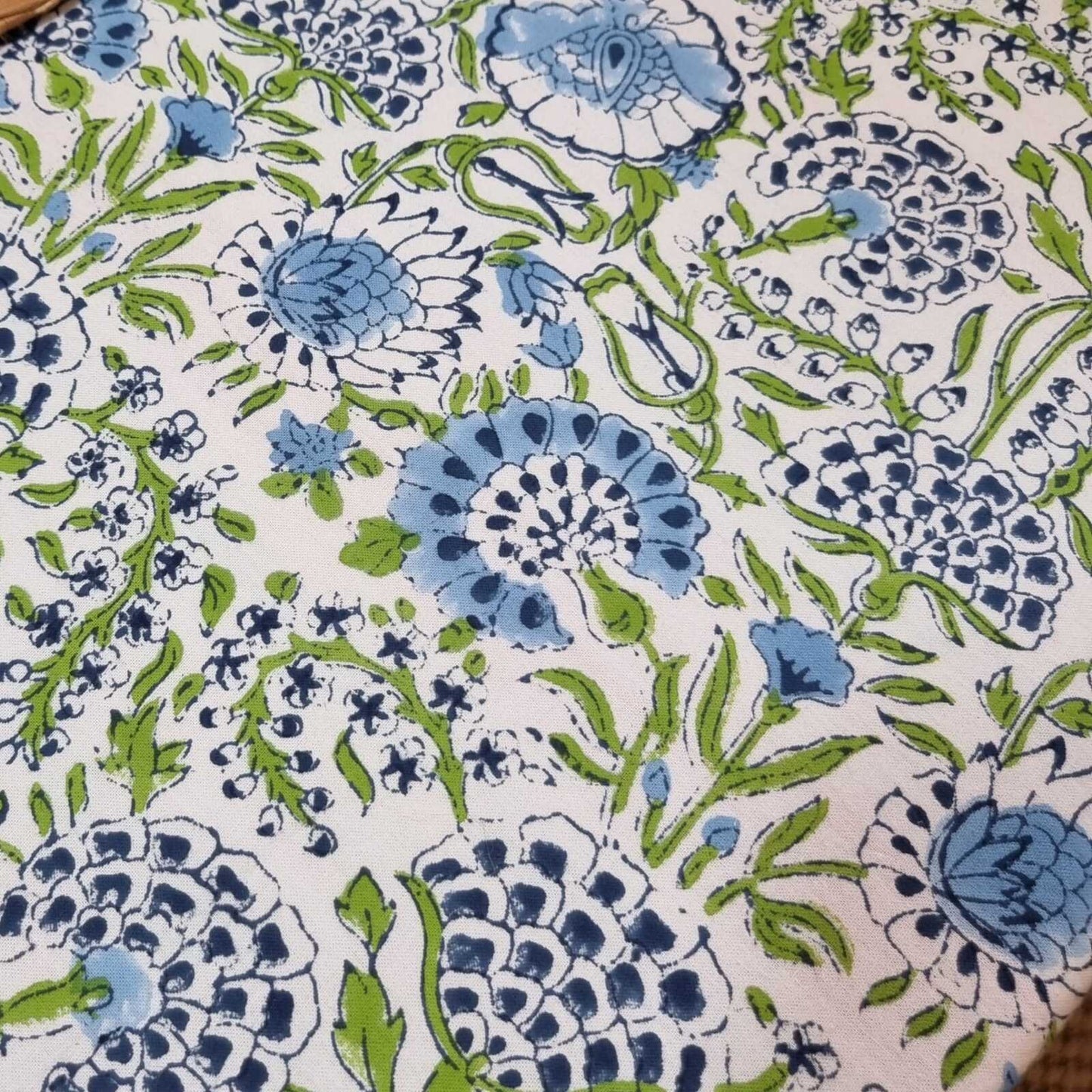 Kolka Senetti Hand Block-Printed & Sreen-Printed Textiles Tablecloth - Green-3