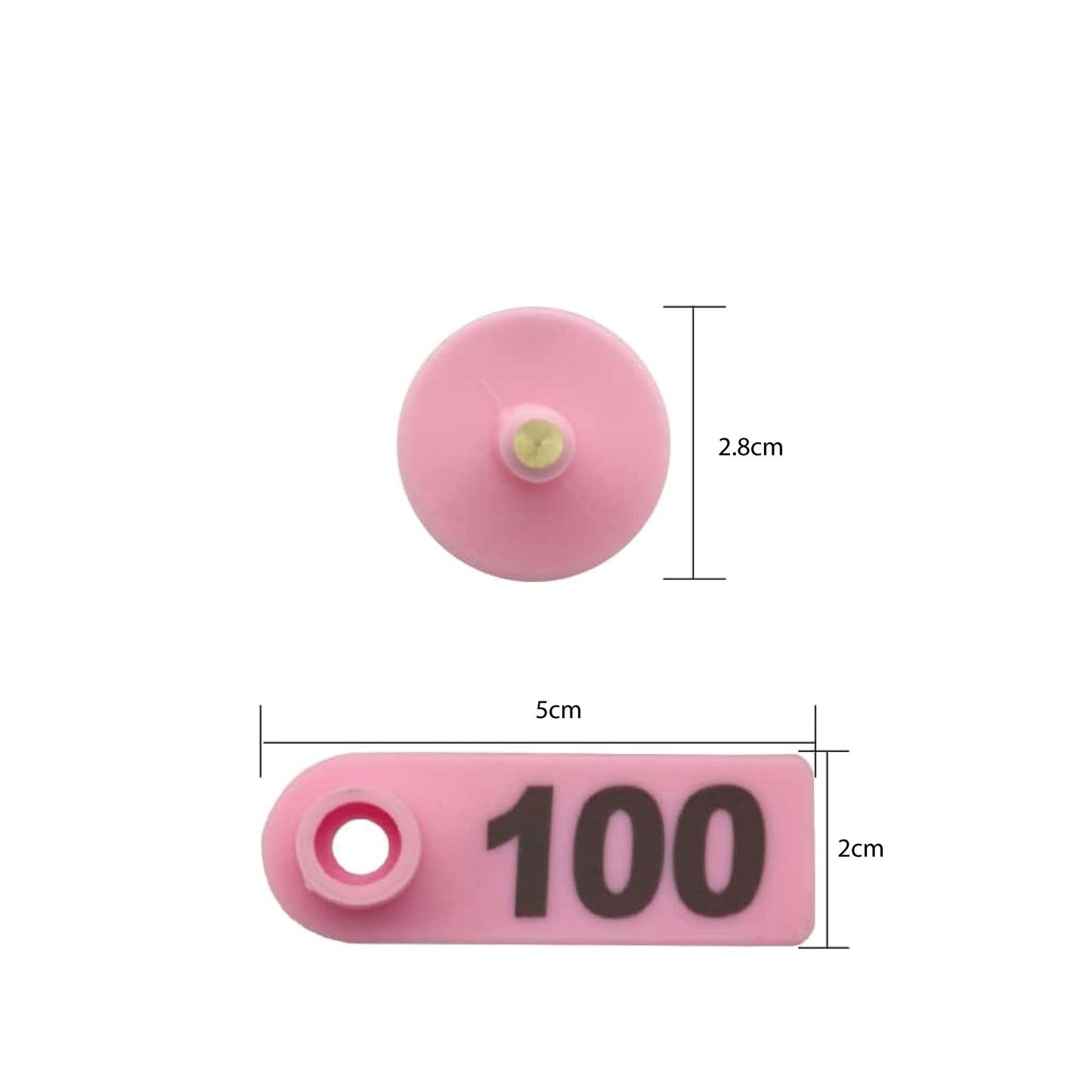 1-100 Cattle Number Ear Tag 5x2cm Set - Mini Pink Cow Sheep Pig Livestock Label-2