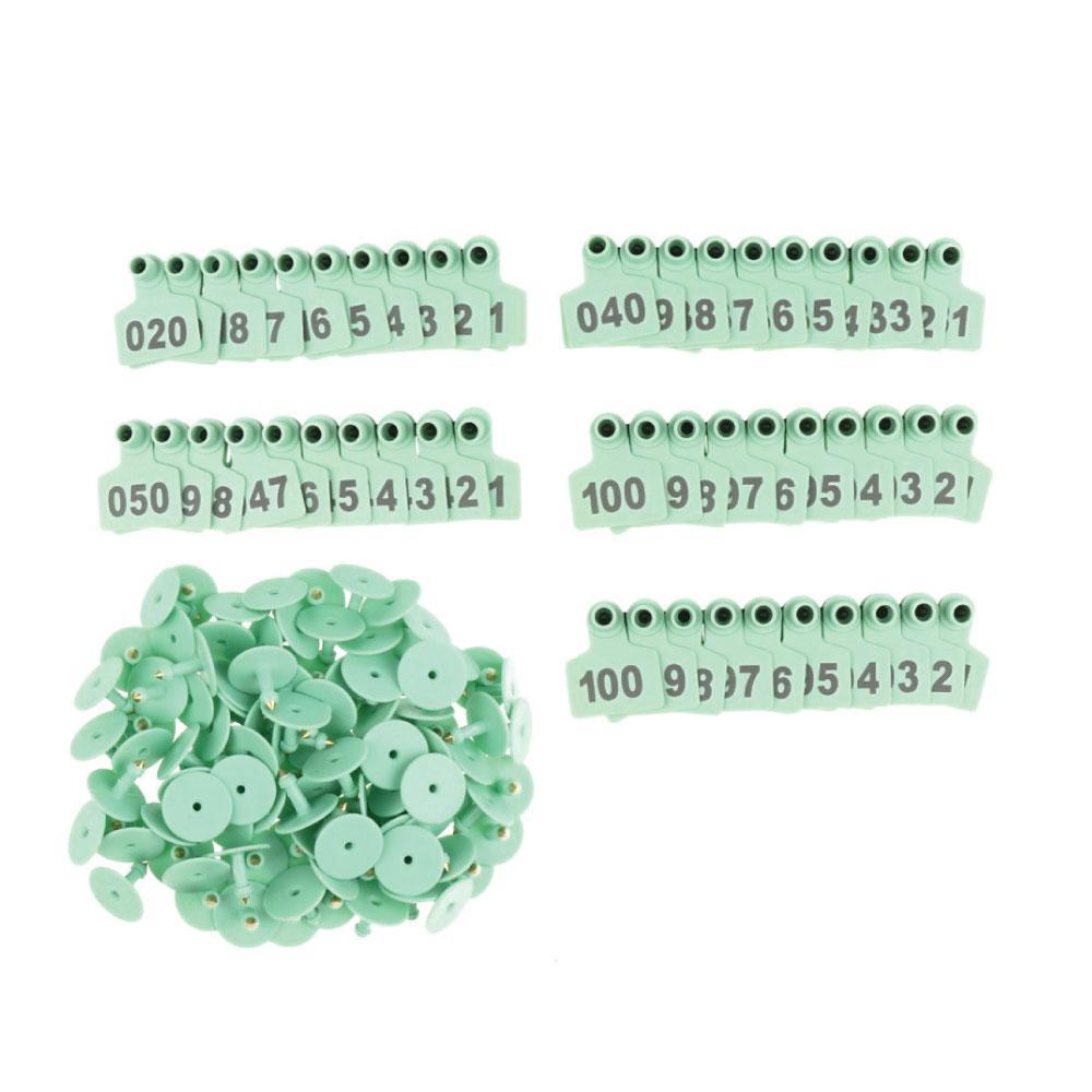 1-100 Cattle Number Ear Tag 6x7cm Set - Medium Green Sheep Livestock Label-1