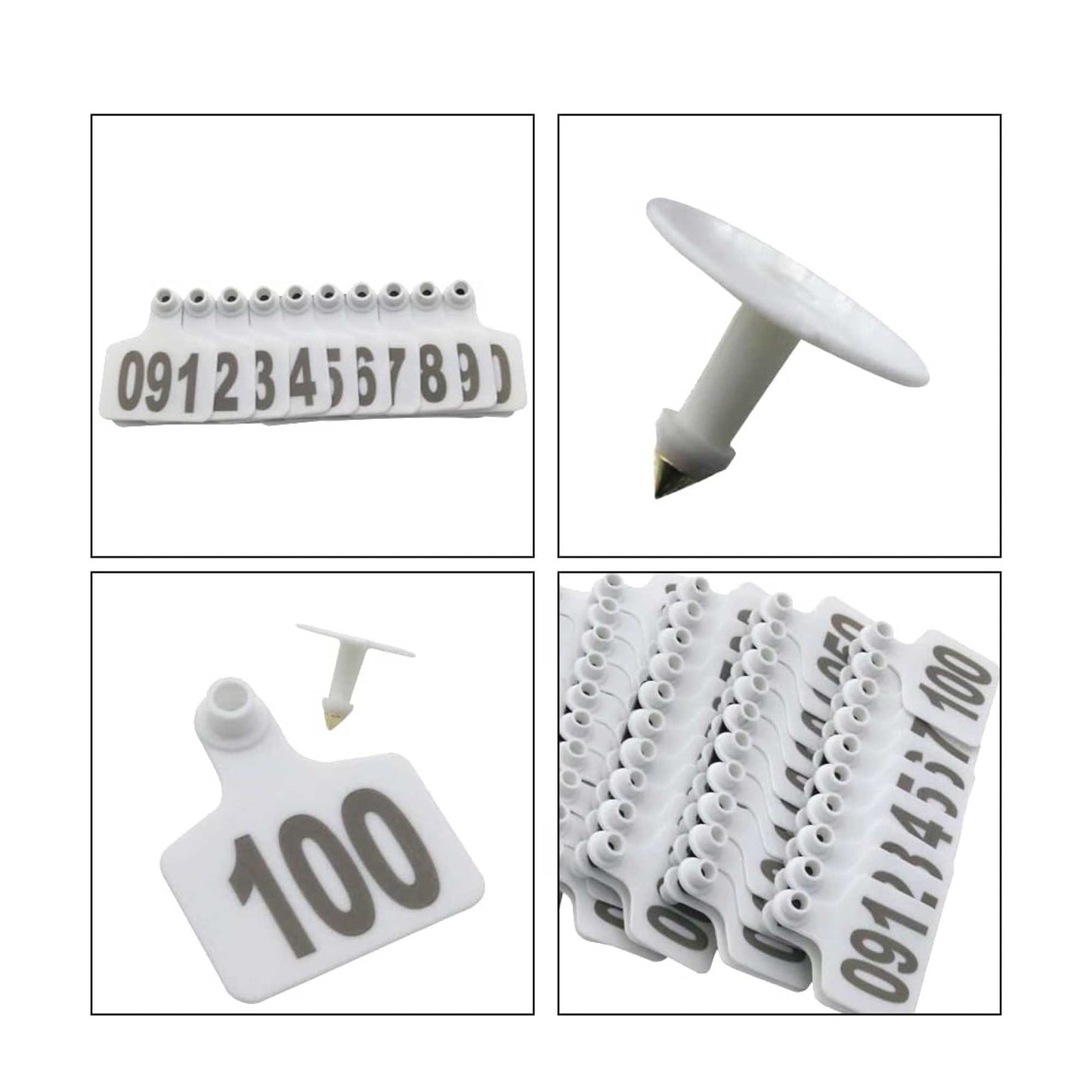 1-100 Cattle Number Ear Tag 6x7cm Set - Medium White Cow Sheep Livestock Label-3