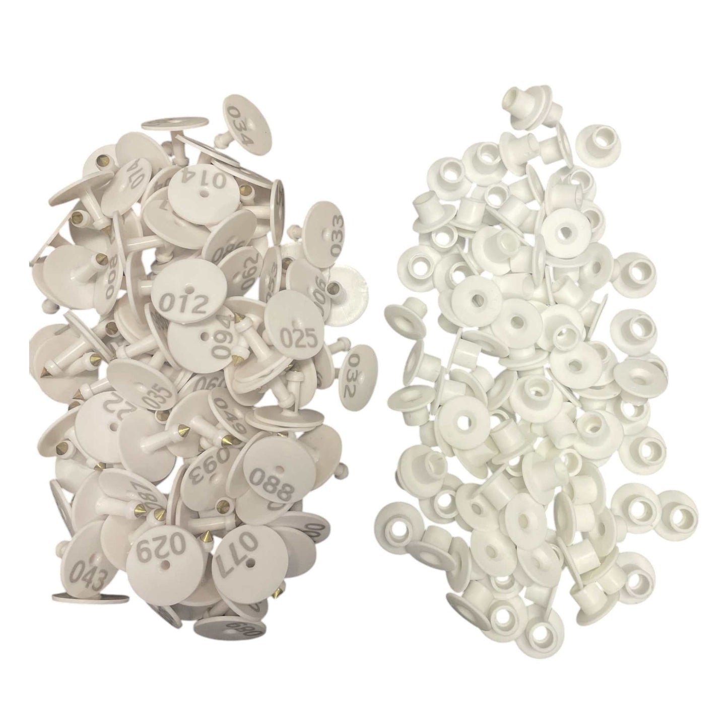 1-100 Cattle Number Ear Tag Set - Round White Pig Sheep Goat Livestock Label-0