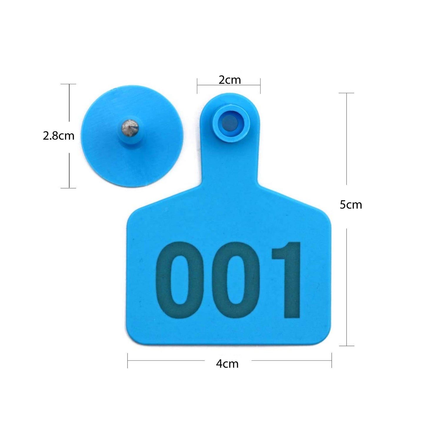 1-100 Cattle Number Ear Tags 5x4cm Set - Small Blue Pig Goat Livestock Label-1