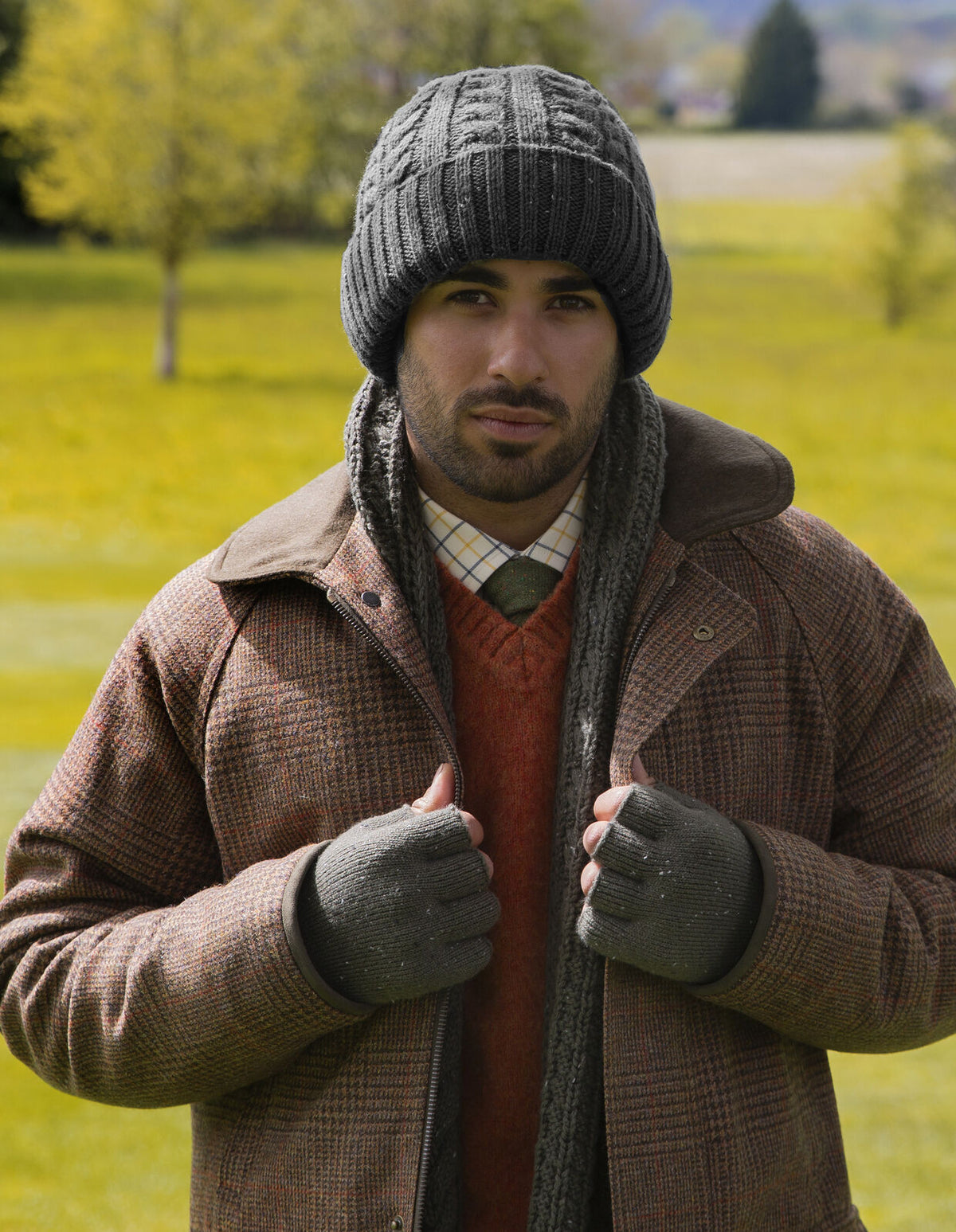 Dents Men’s Cable Knit Beanie Hat with Marl Yarn