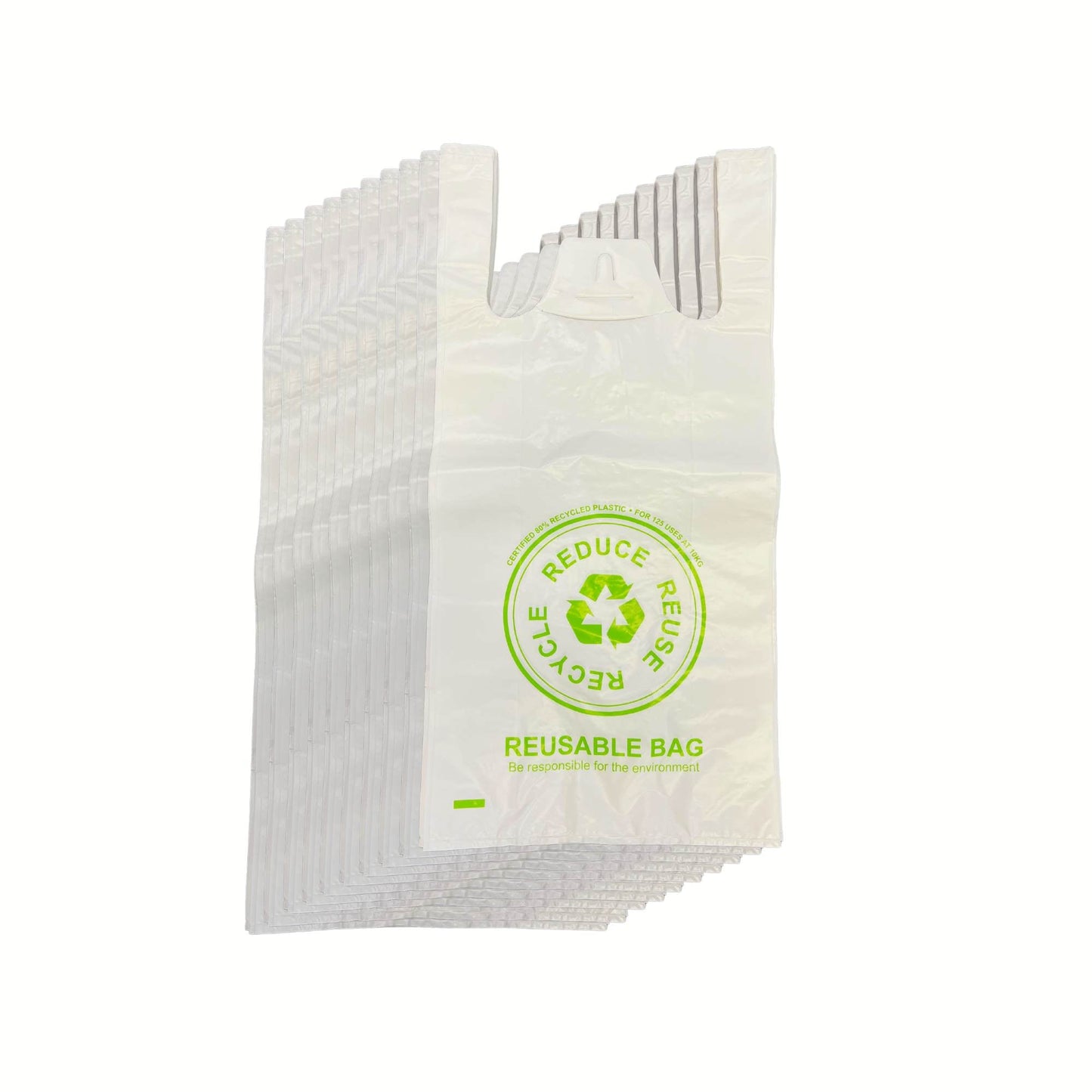 1000x Medium Reusable Plastic Singlet Shopping Bags 80% Recycled 38UM Compliant-0