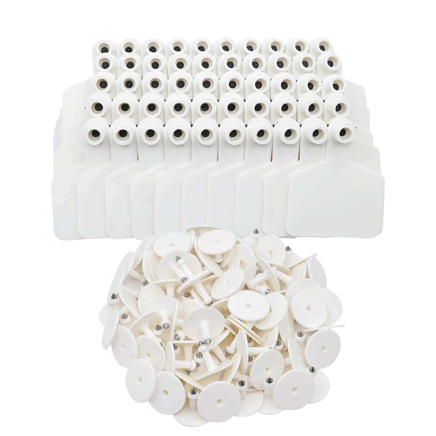 100x Cattle Ear Tags 6x7cm Set - Medium White Blank Cow Sheep Livestock Label-0