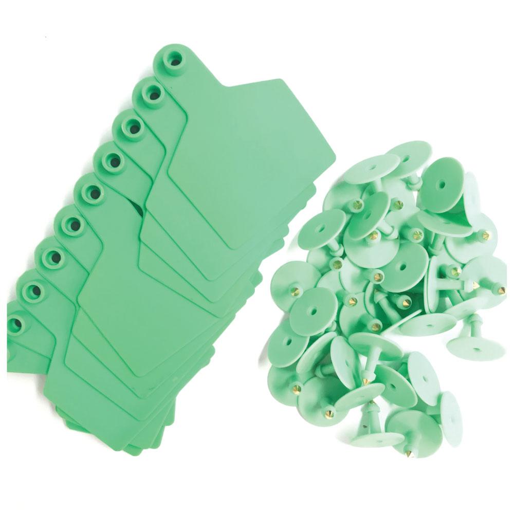 100x Cattle Ear Tags 7.5x10cm Set - XL Green Blank Cow Sheep Livestock Labels-1
