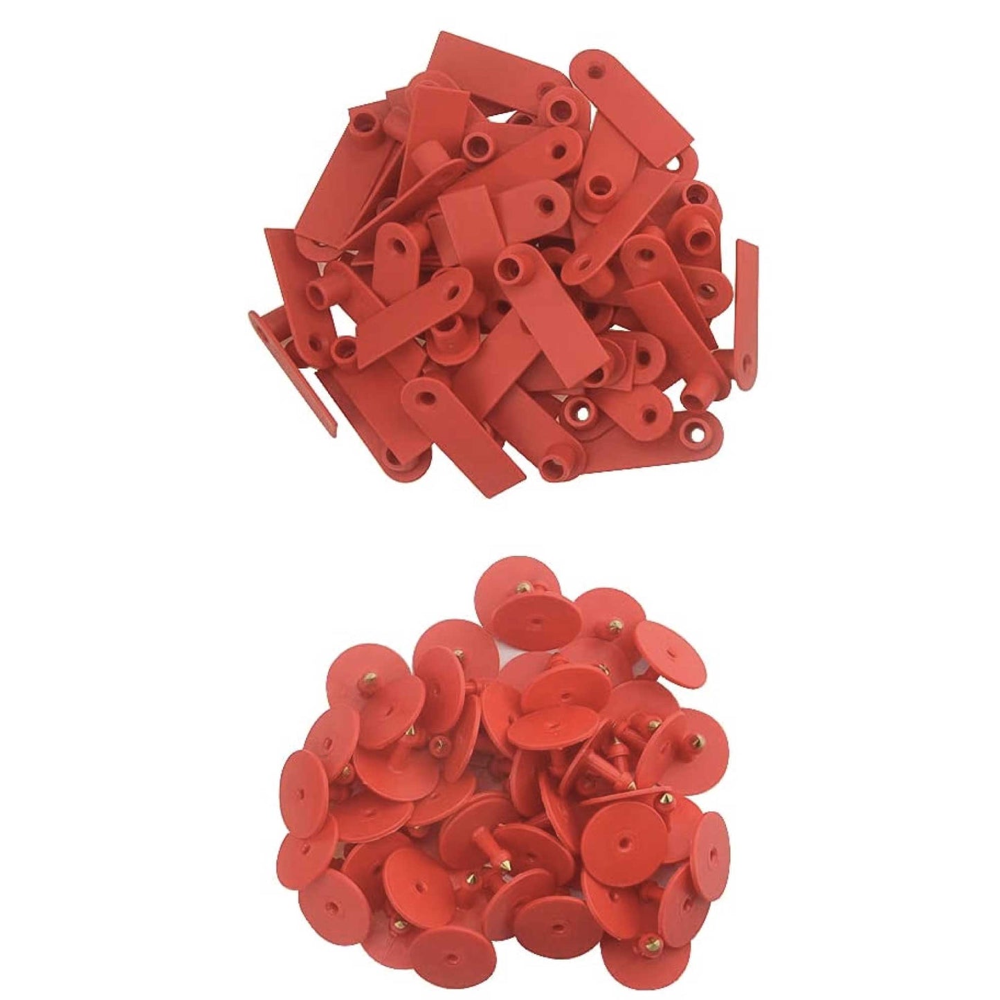 100x Cattle Ear Tags Set - 5x2cm Mini Red Blank Cow Pig Sheep Livestock Label-0