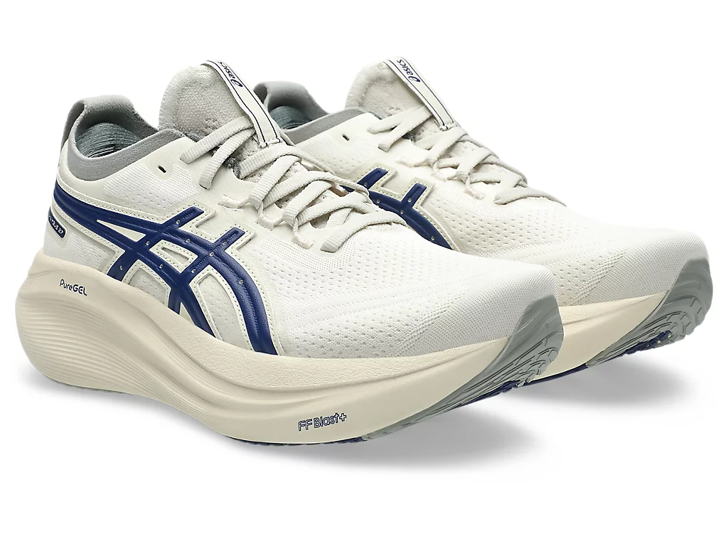 Asics Womens Gel-Nimbus 27 ATC Sneakers Runners Shoes in Birch/Indigo Blue