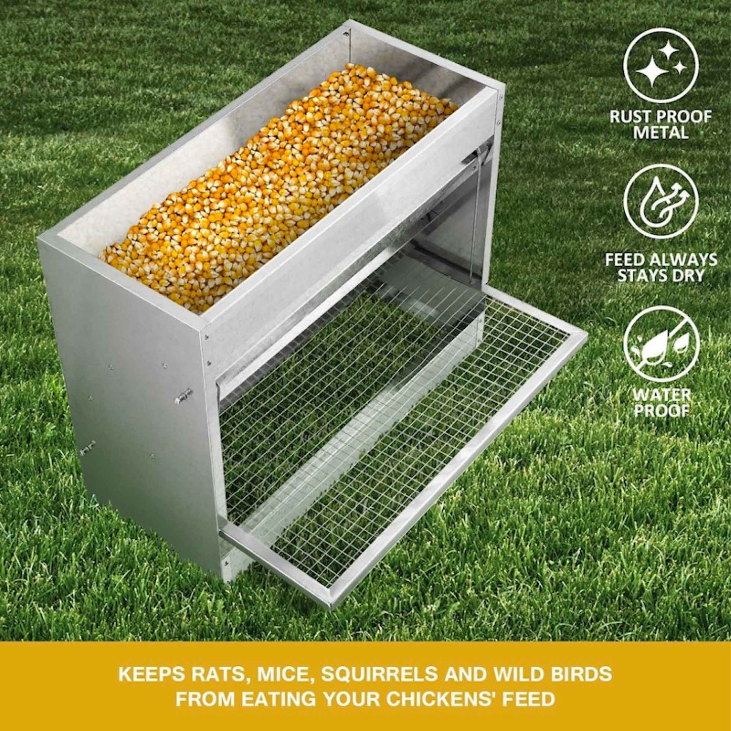 10kg Automatic Chook Chicken Feeder Poultry Auto Treadle Galvanised Metal Coop-3