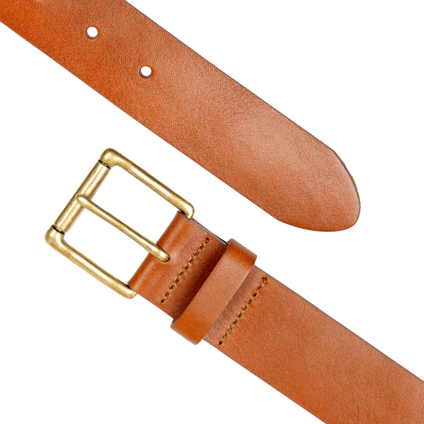 Dents Mens Heritage Lined Full-Grain Leather Belt with Antique Brass Buckle in Tan