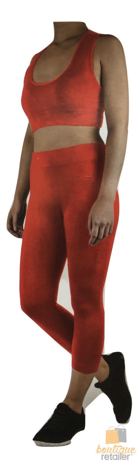 Womens CROP TOP Tank + LEGGING Pants SET Jogger Sport Party Tracksuit Gym Yoga-7