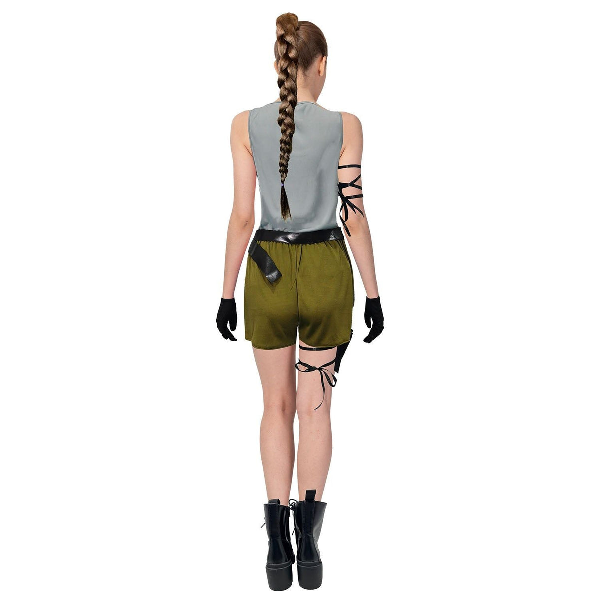 Adult Adventurer Girl Costume Top Shorts Holster Gloves Set - XS/S M/L