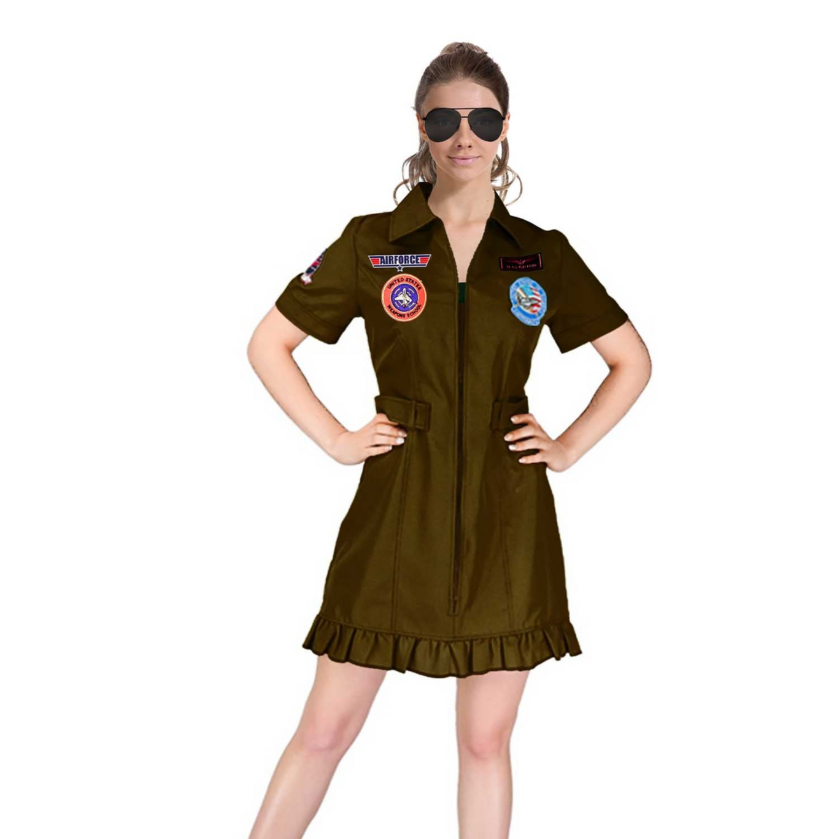 Womens AIR FORCE FIGHTER PILOT COSTUME Top Gun Space Army Costume Halloween