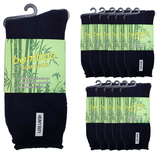 12 Pairs PREMIUM BAMBOO SOCKS Mens Heavy Duty Thick Work Socks Cushion BULK-0