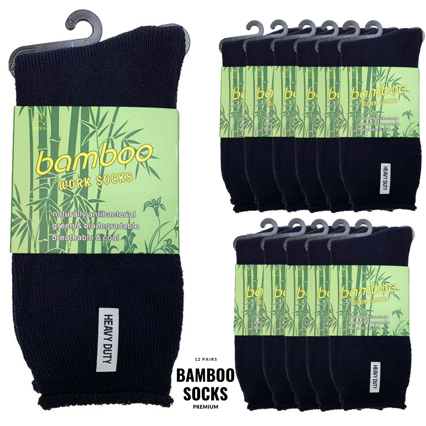12 Pairs PREMIUM BAMBOO SOCKS Mens Heavy Duty Thick Work Socks Cushion BULK-1