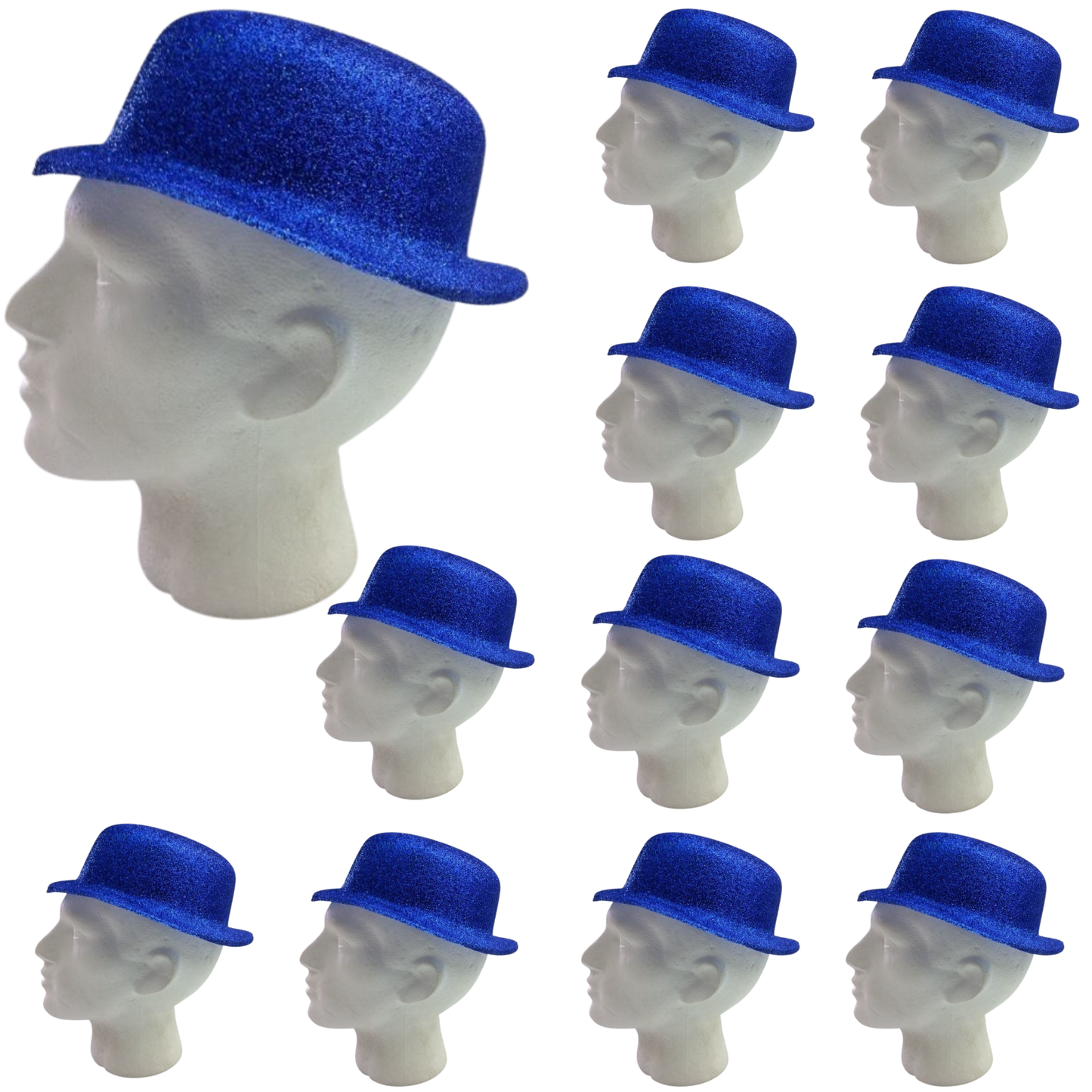 12x GLITTER BOWLER HAT Fancy Party Plastic Costume Cap Fun Dress Up Sparkle BULK-4