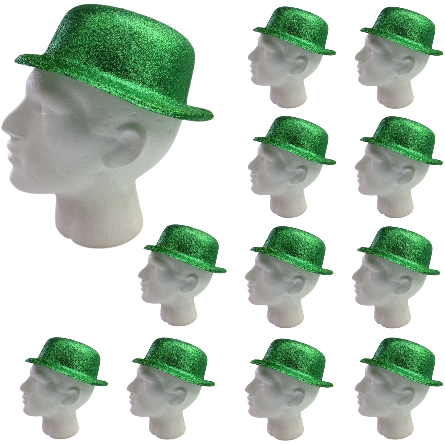 12x GLITTER BOWLER HAT Fancy Party Plastic Costume Cap Fun Dress Up Sparkle BULK-5