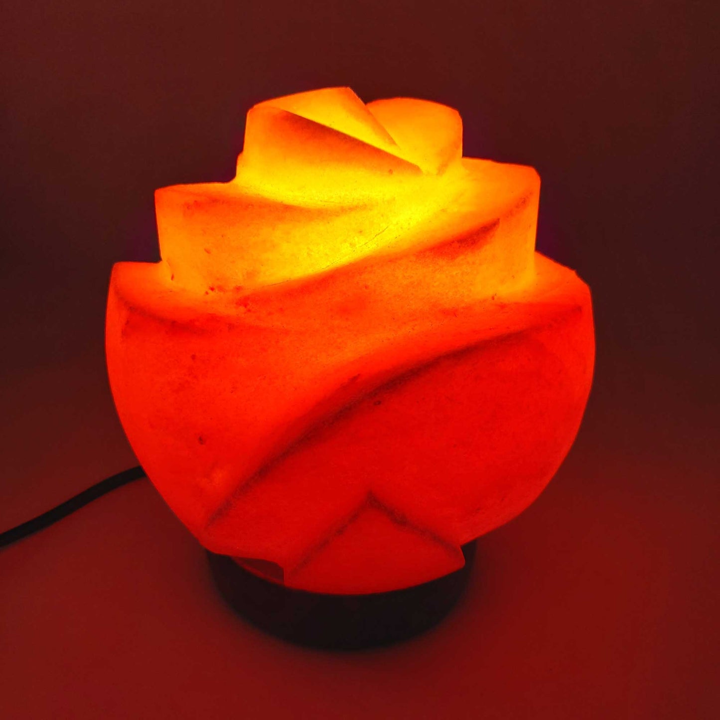12V 12W Rose Himalayan Pink Salt Lamp Carved Flower Rock Crystal Light Bulb On/Off-4