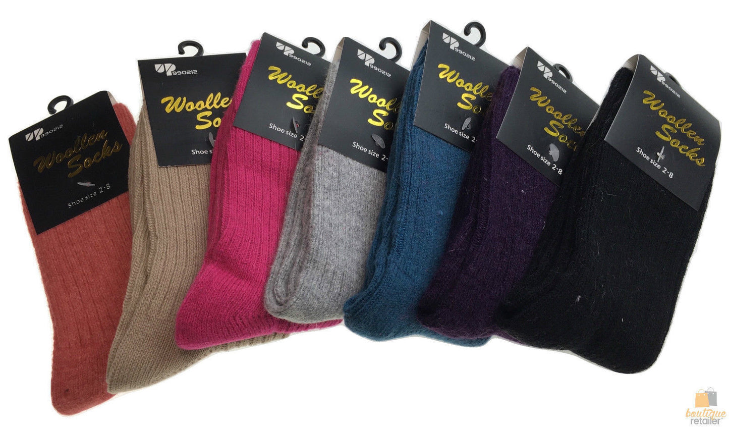 12 Pairs WOOL BLEND SOCKS Ladies Womens Thick Soft Work Thermal Warm Winter BULK-6