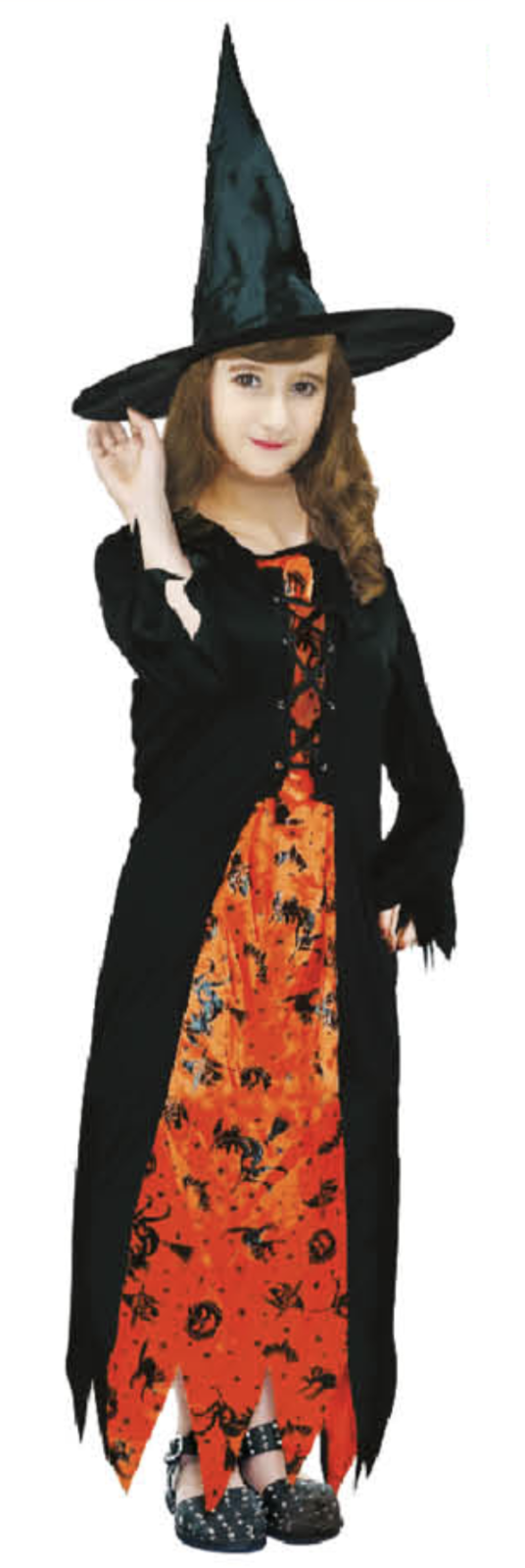 Children Wicked Witch Costume Halloween Wicked Party Dress Up - Black/Orange-6