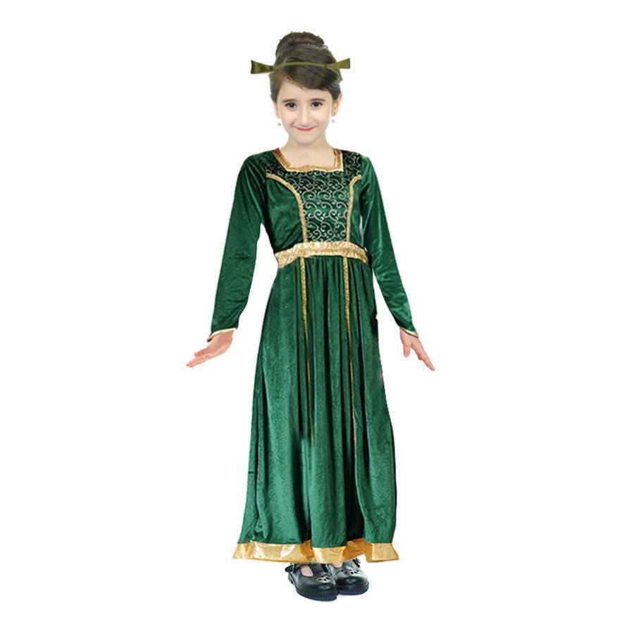 Kids Shrek Ogre Princess Fiona Costume Dress Up Book Week Party Childrens - Green-1