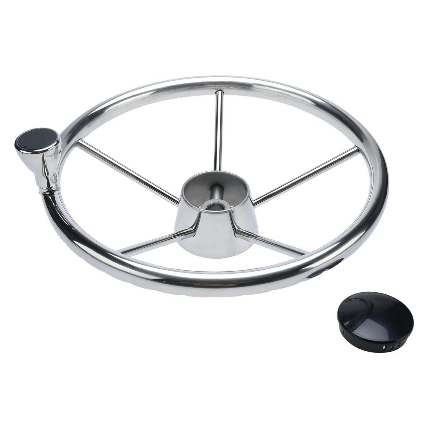13.5" Boat Stainless Steel Steering Wheel - 5 Spoke with Knob For 3/4" Shaft-0