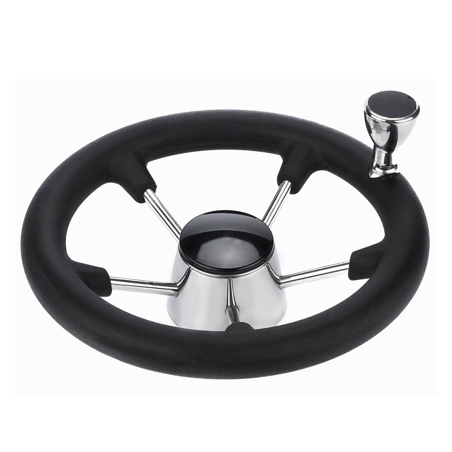 13.5" Boat Steering Wheel With Grip Cover - Stainless Steel 3/4" 5 Spoke With Knob-0