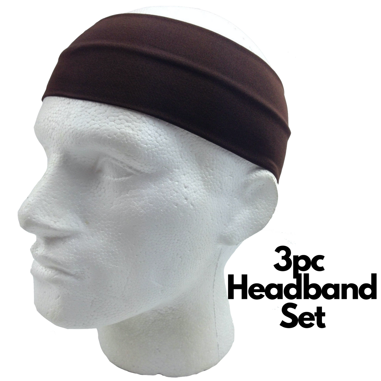 3pc Set Plain Headband Elastic Stretch Sports Yoga Hair Band Unisex Wide Wrap-4