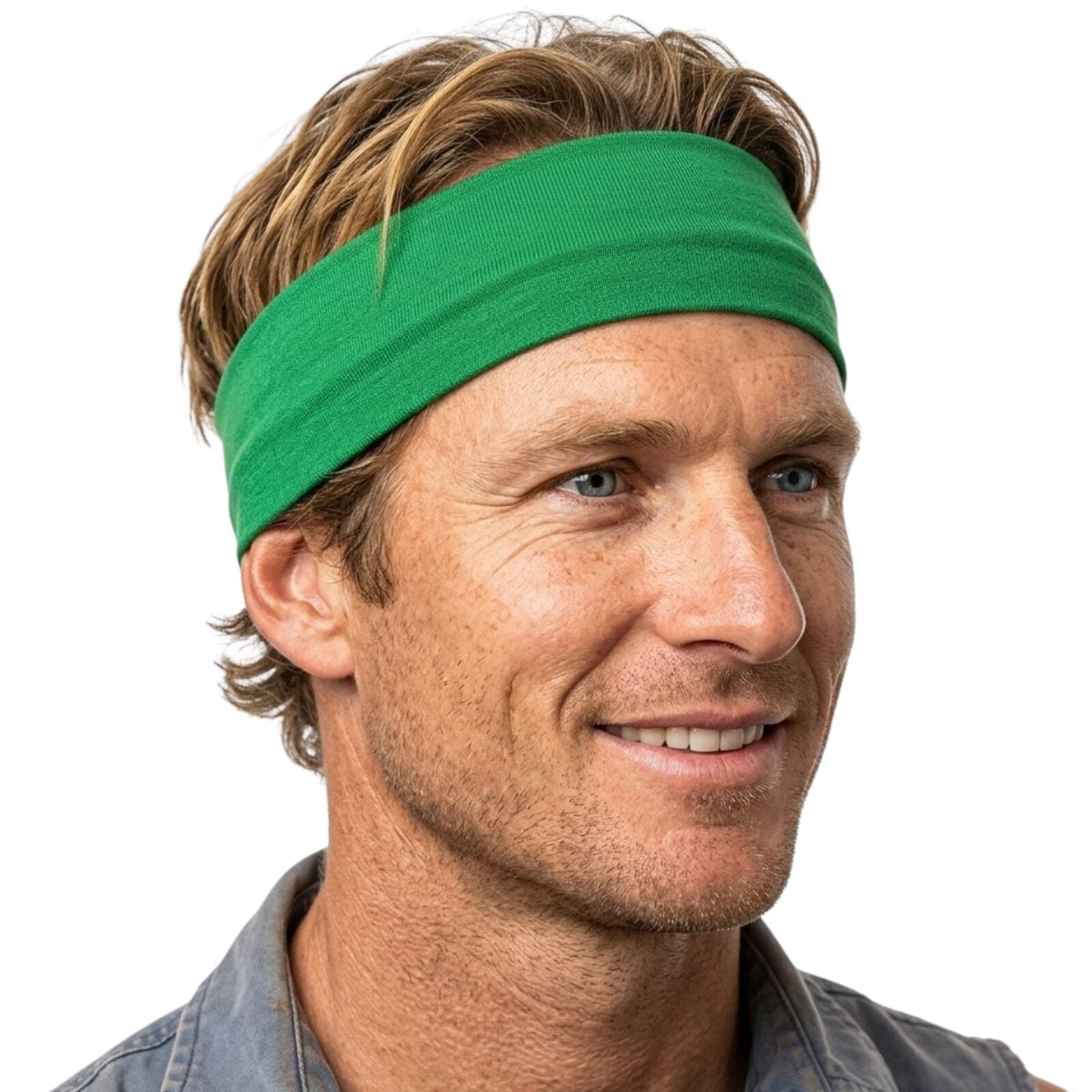 3pc Set Plain Headband Elastic Stretch Sports Yoga Hair Band Unisex - Green
