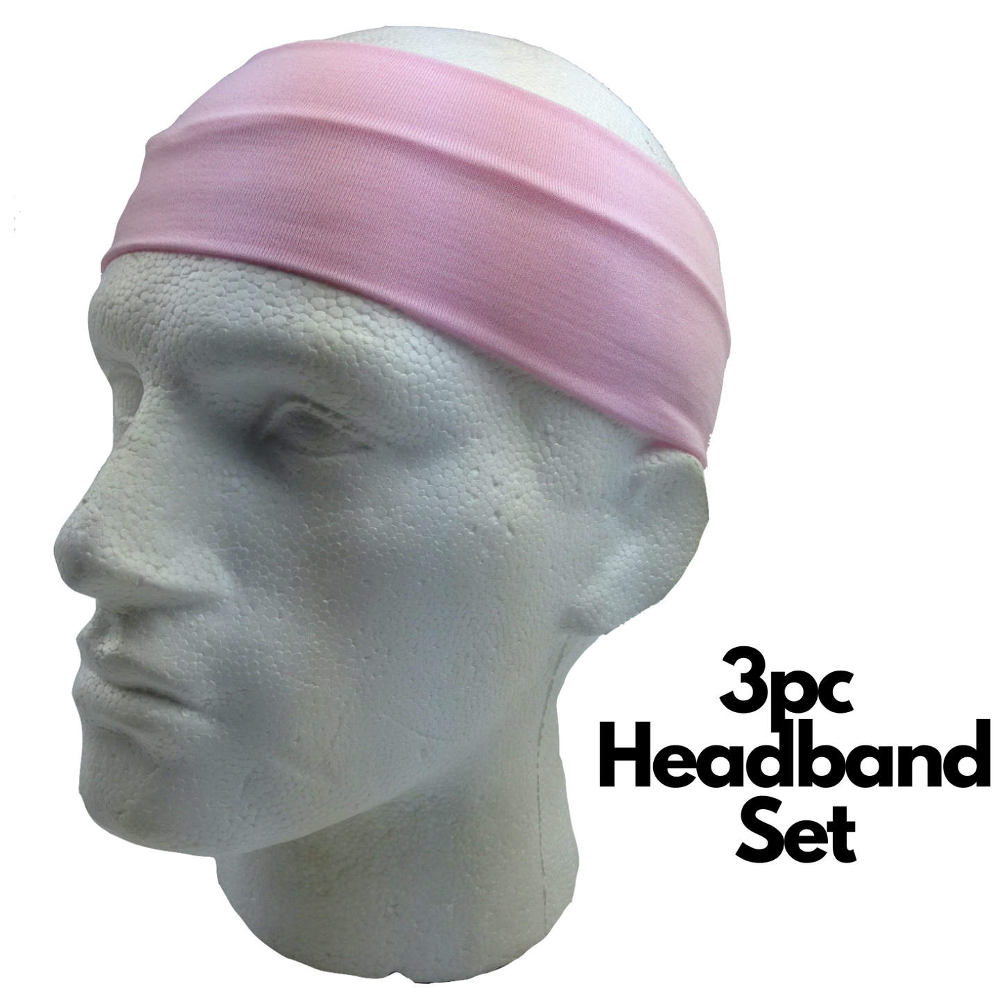 3pc Set Plain Headband Elastic Stretch Sports Yoga Hair Band Unisex Wide Wrap-8