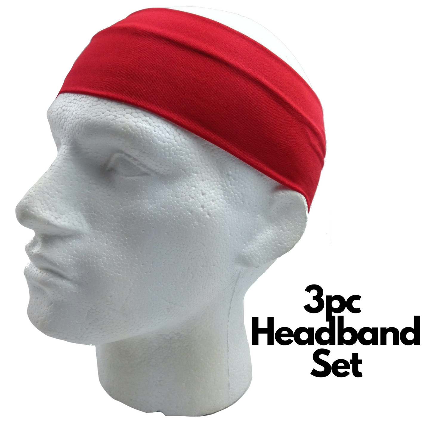 3pc Set Plain Headband Elastic Stretch Sports Yoga Hair Band Unisex Wide Wrap-11