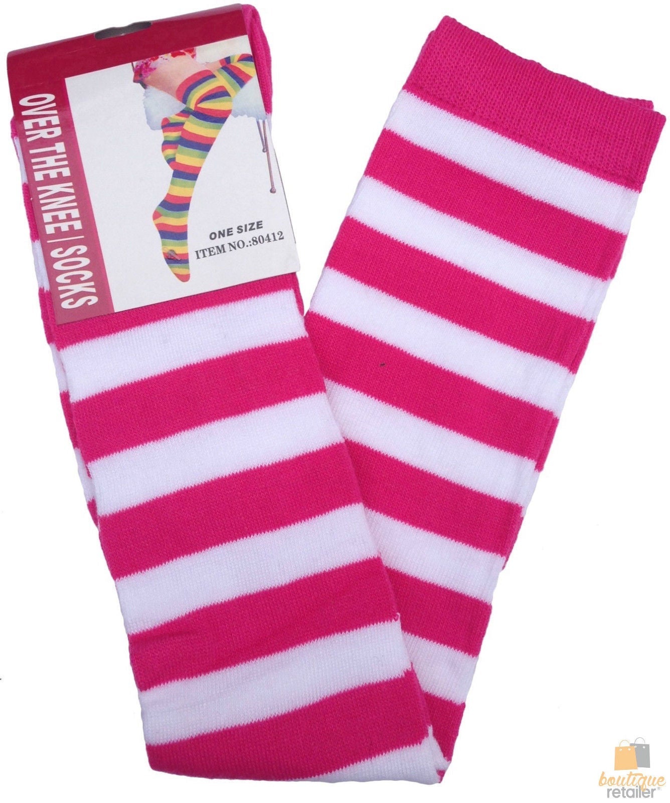 10x OVER THE KNEE SOCKS Plain Striped High Thigh Ladies Long Stocking BULK Price-9
