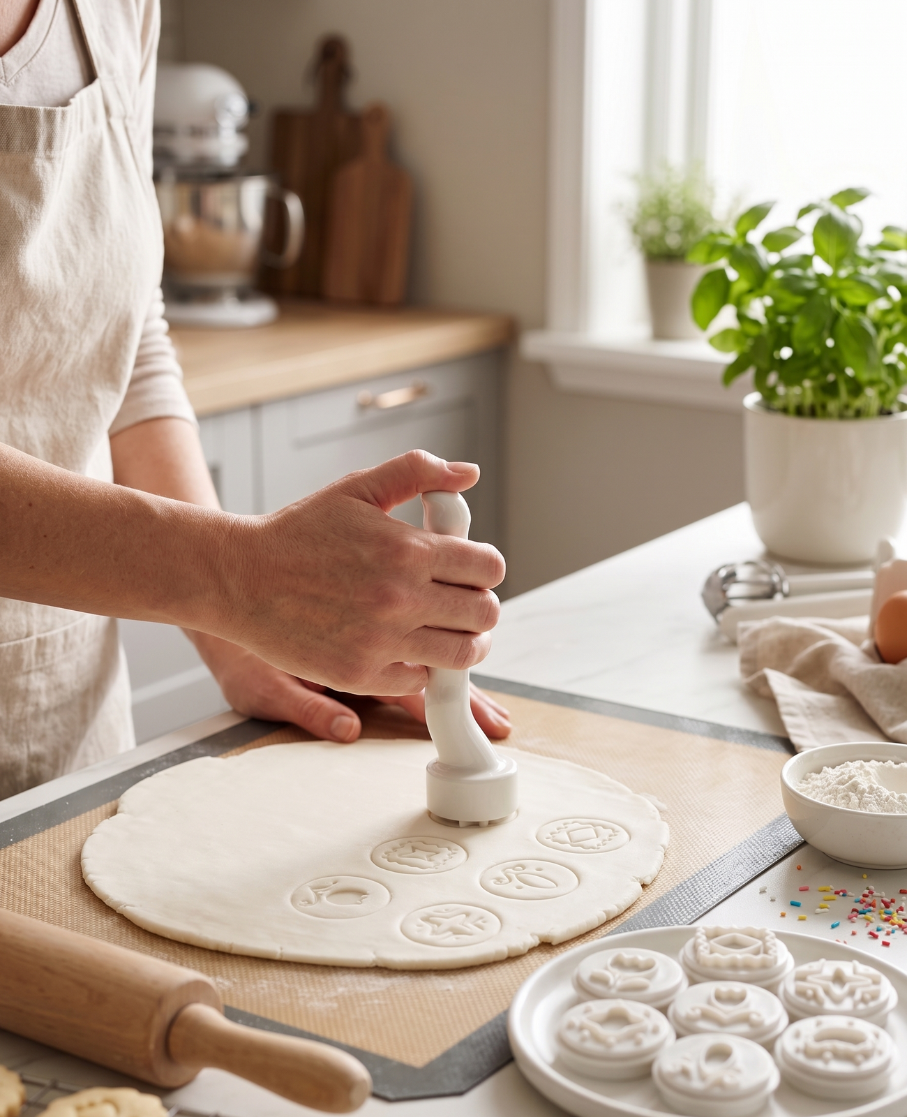 Avanti 9-Piece Fondant Stamp Set w/ Interchangeable Design Discs (Decorating Tool)