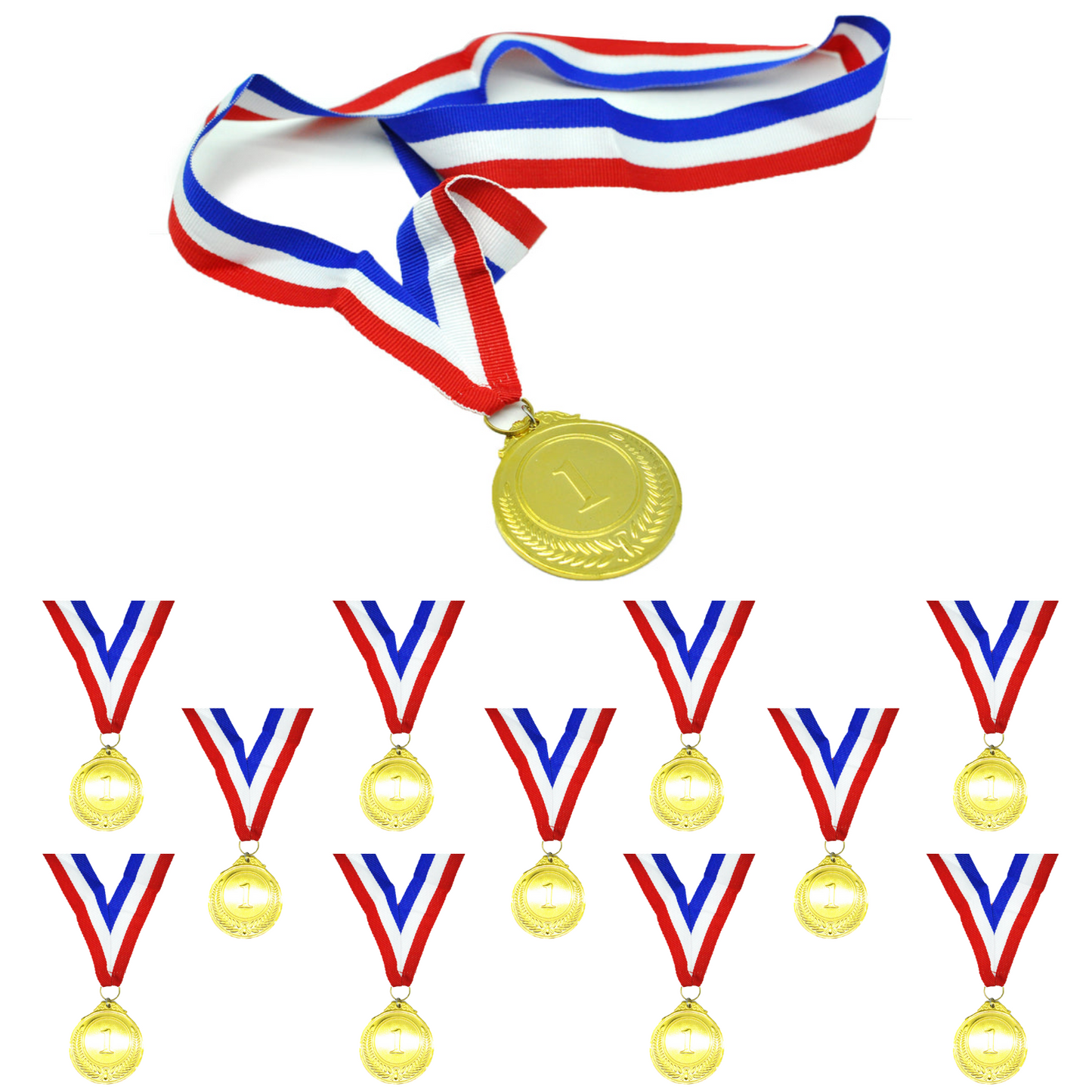 12x 1st METAL GOLD WINNER MEDALS Sports Day School 46cm Ribbon Olympics-2