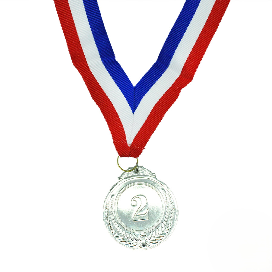 2nd METAL SILVER WINNER MEDALS Sports Day School 46cm Ribbon Olympics-2