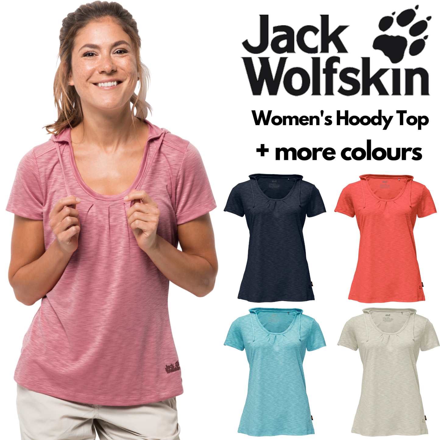 Jack Wolfskin Womens Travel Hoody Top Hoodie T Shirt Comfortable Tee-1