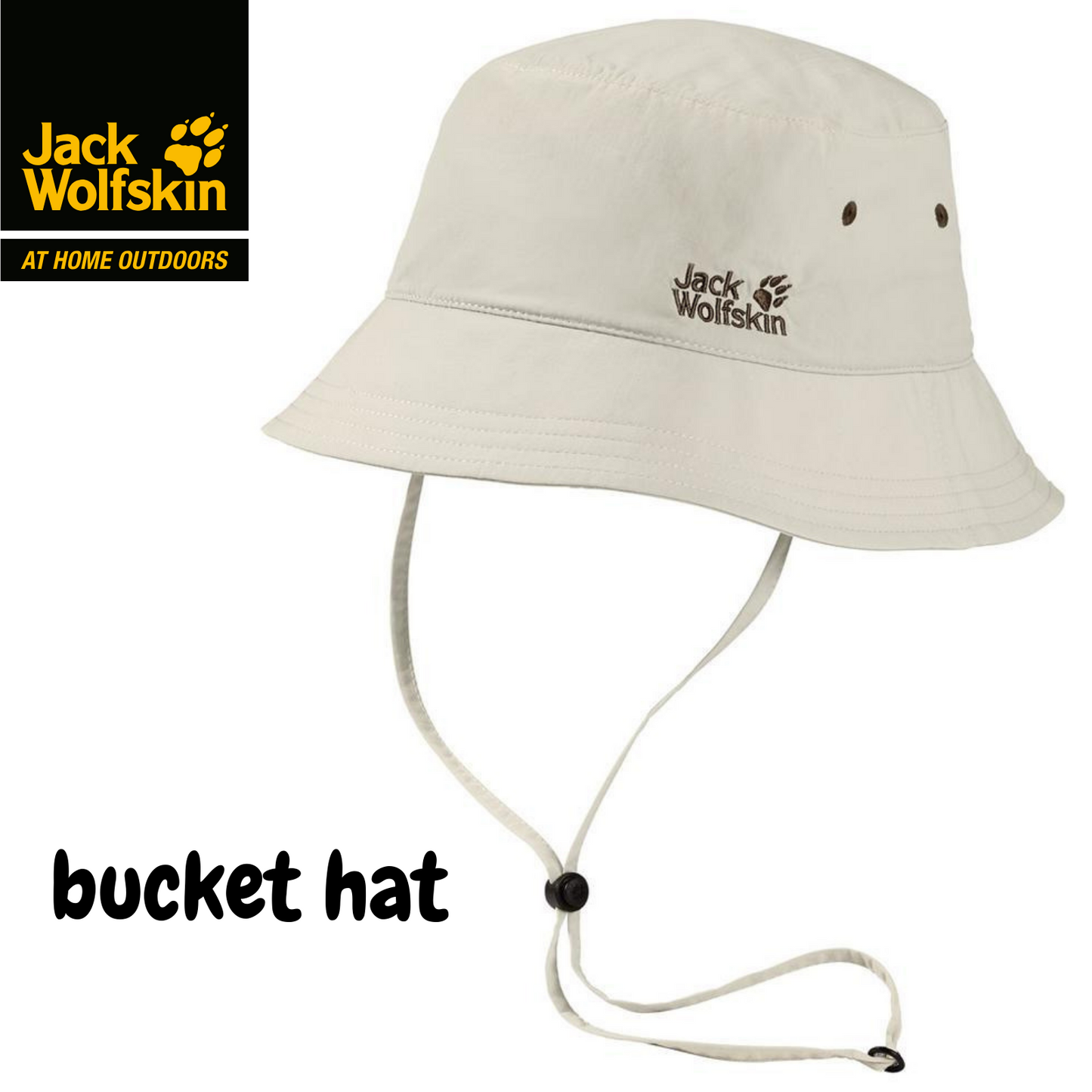 JACK WOLFSKIN Supplex Bucket Hat Sun Cap Floppy Fishing Camping - White Sand-1