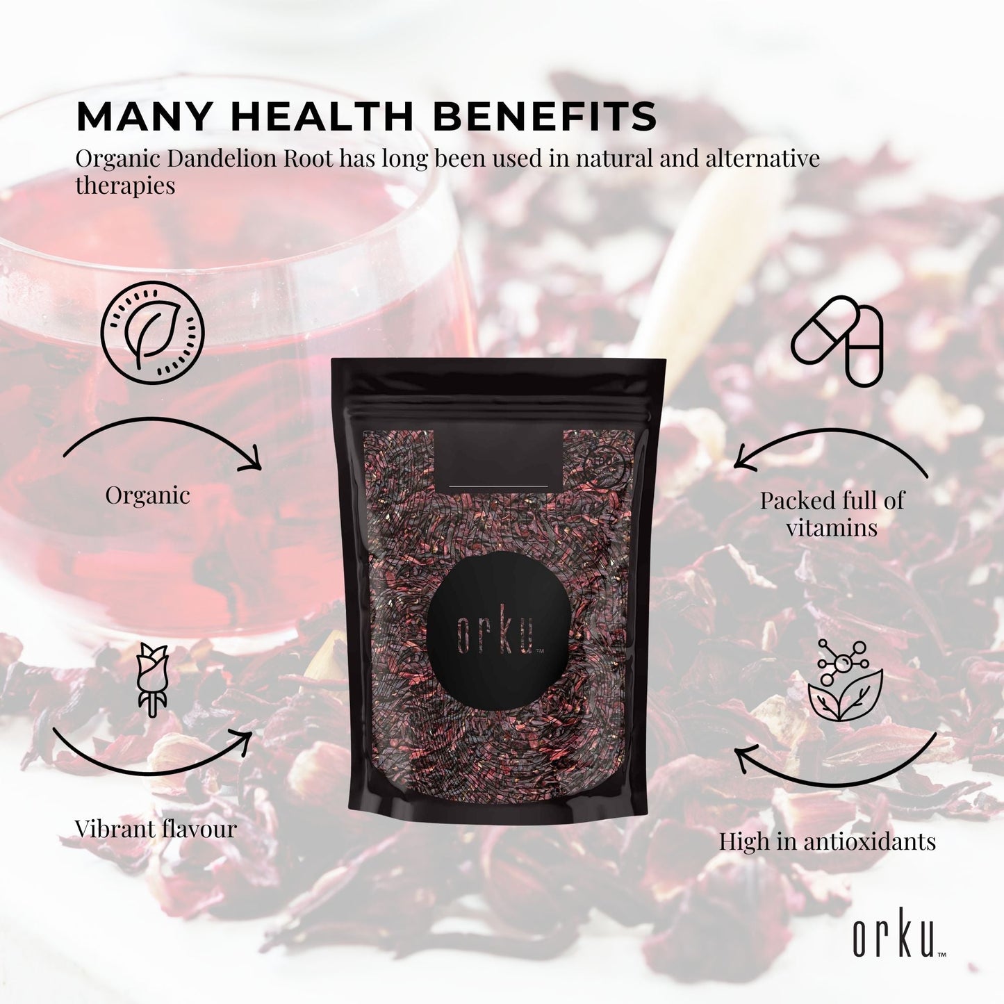 1Kg Organic Hibiscus Rosella Flower Crushed - Dried Herbal Tea Supplement-4