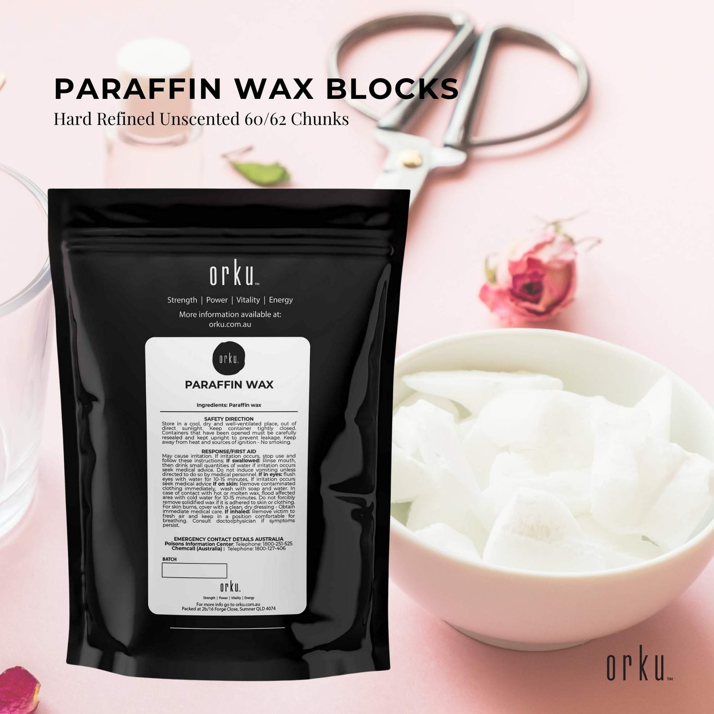1Kg Paraffin Wax Blocks - Refined Hard Unscented Chunks 60/62 Candle Soap Making-1