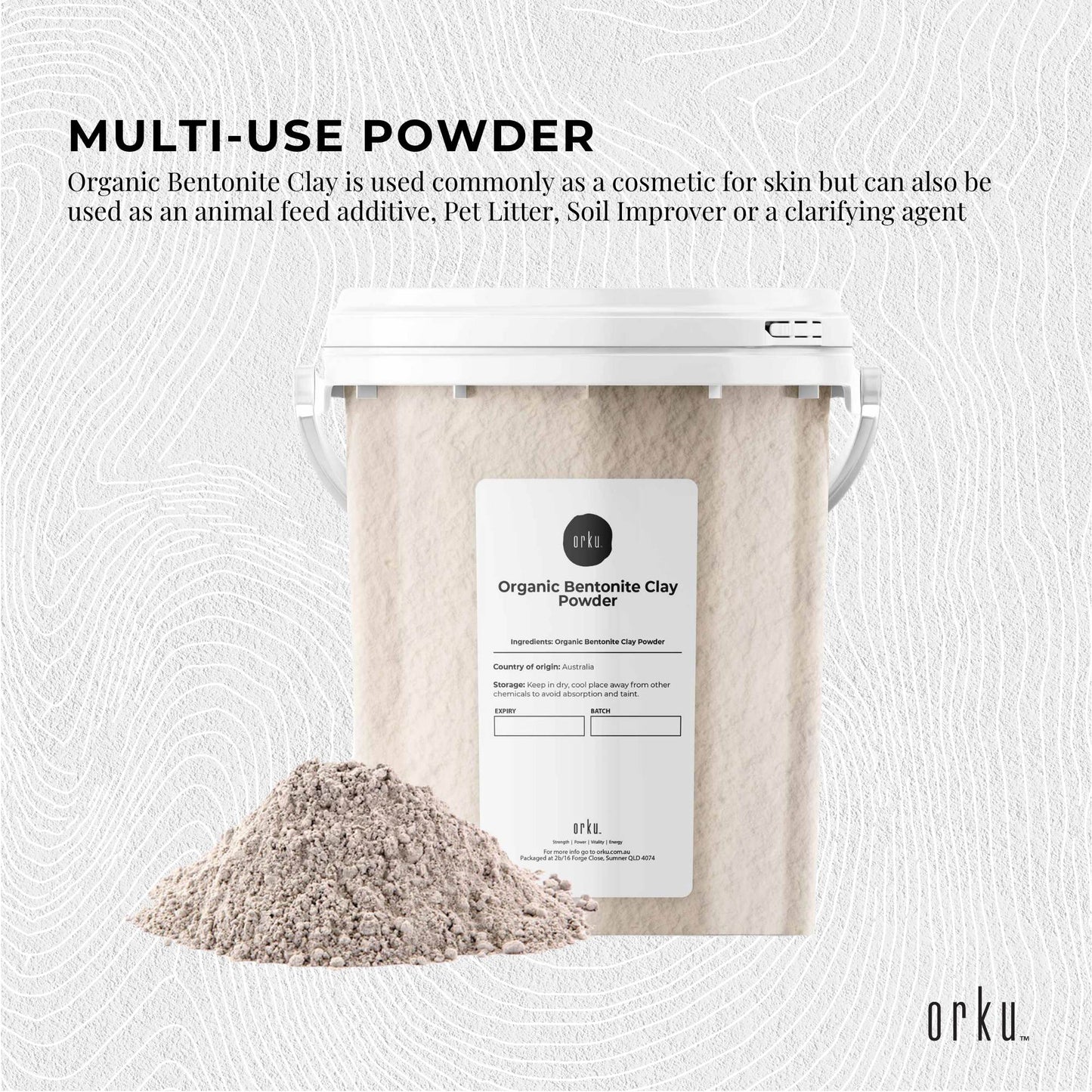 1.1Kg Organic Sodium Bentonite Clay Powder Tub Bucket - Cosmetic Montmorillonite-2