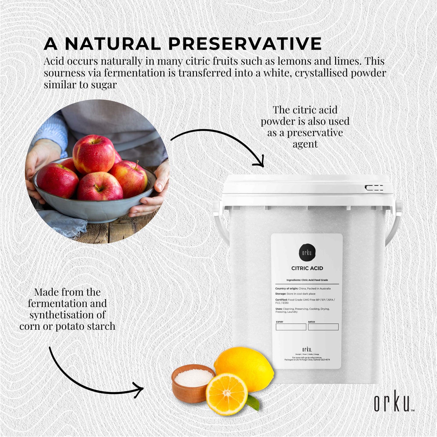 1.2Kg Citric Acid Powder Tub - Food Grade Anhydrous GMO Preservative Free c6h807-3