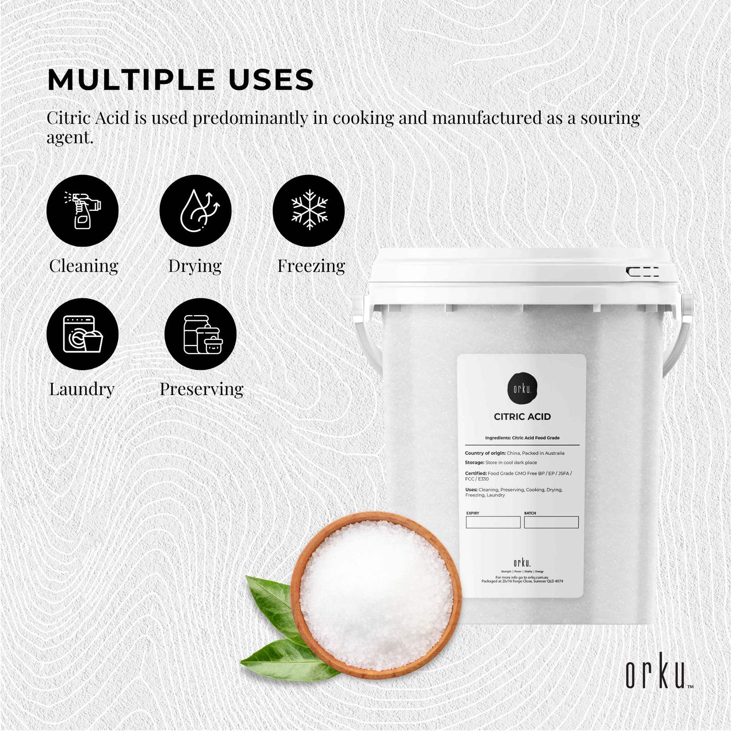 1.2Kg Citric Acid Powder Tub - Food Grade Anhydrous GMO Preservative Free c6h807-4