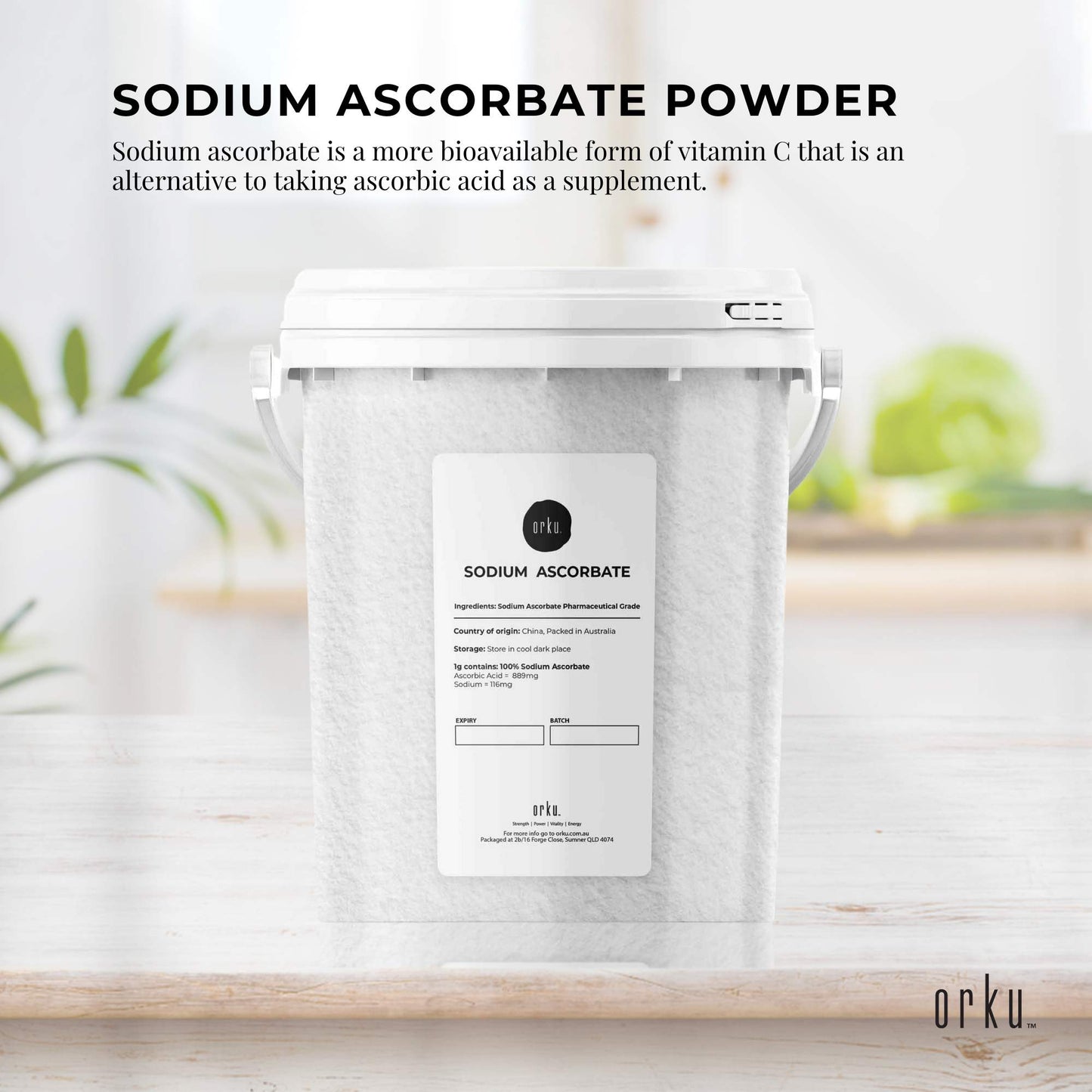 1.2Kg Sodium Ascorbate Powder - Tub Vitamin C Pharmaceutical Grade Ascorbic Acid-1