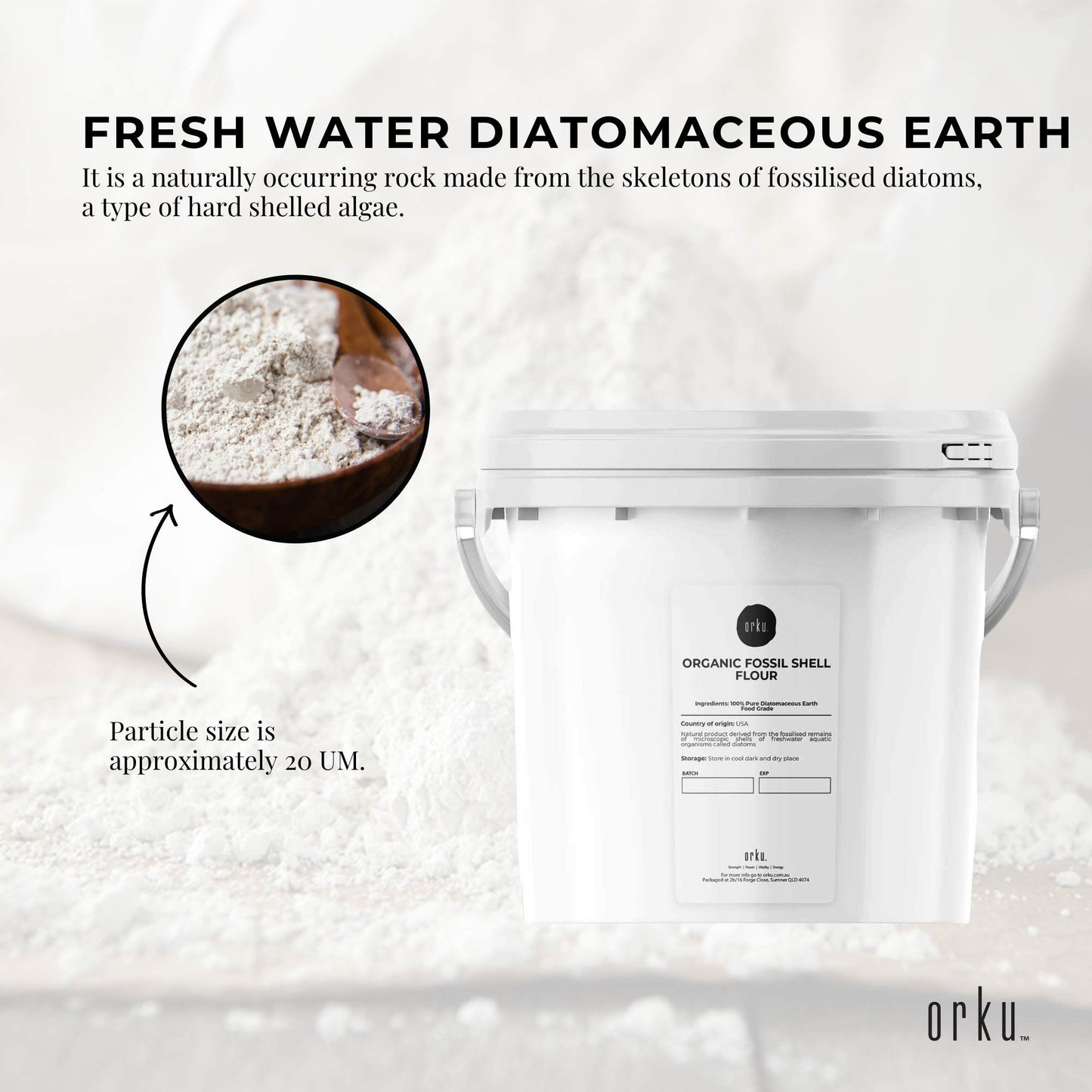 1.4Kg Organic Fine Diatomaceous Earth Tub - Food Grade Fossil Shell Flour Powder-3