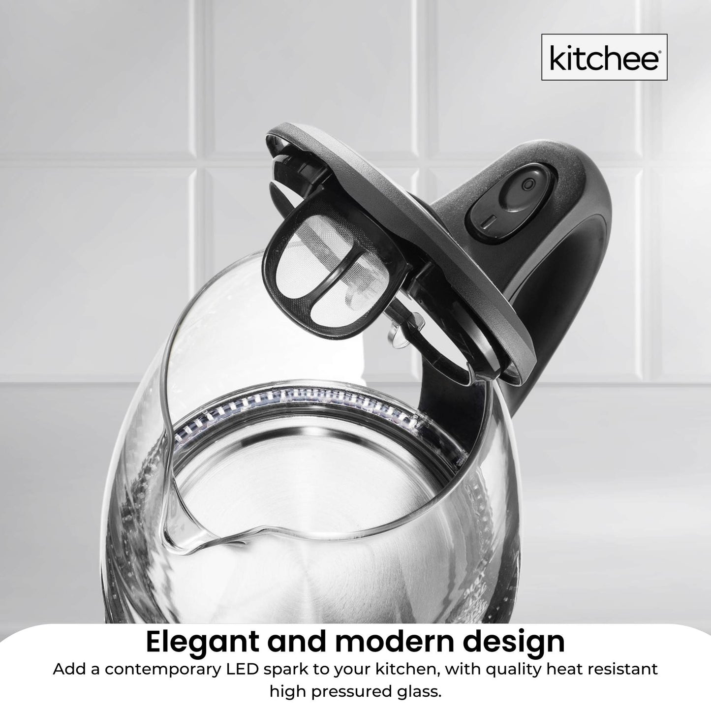 1.7L Electric Glass Kettle LED Blue Light 360 Automatic Cordless Water Boiling Jug-2