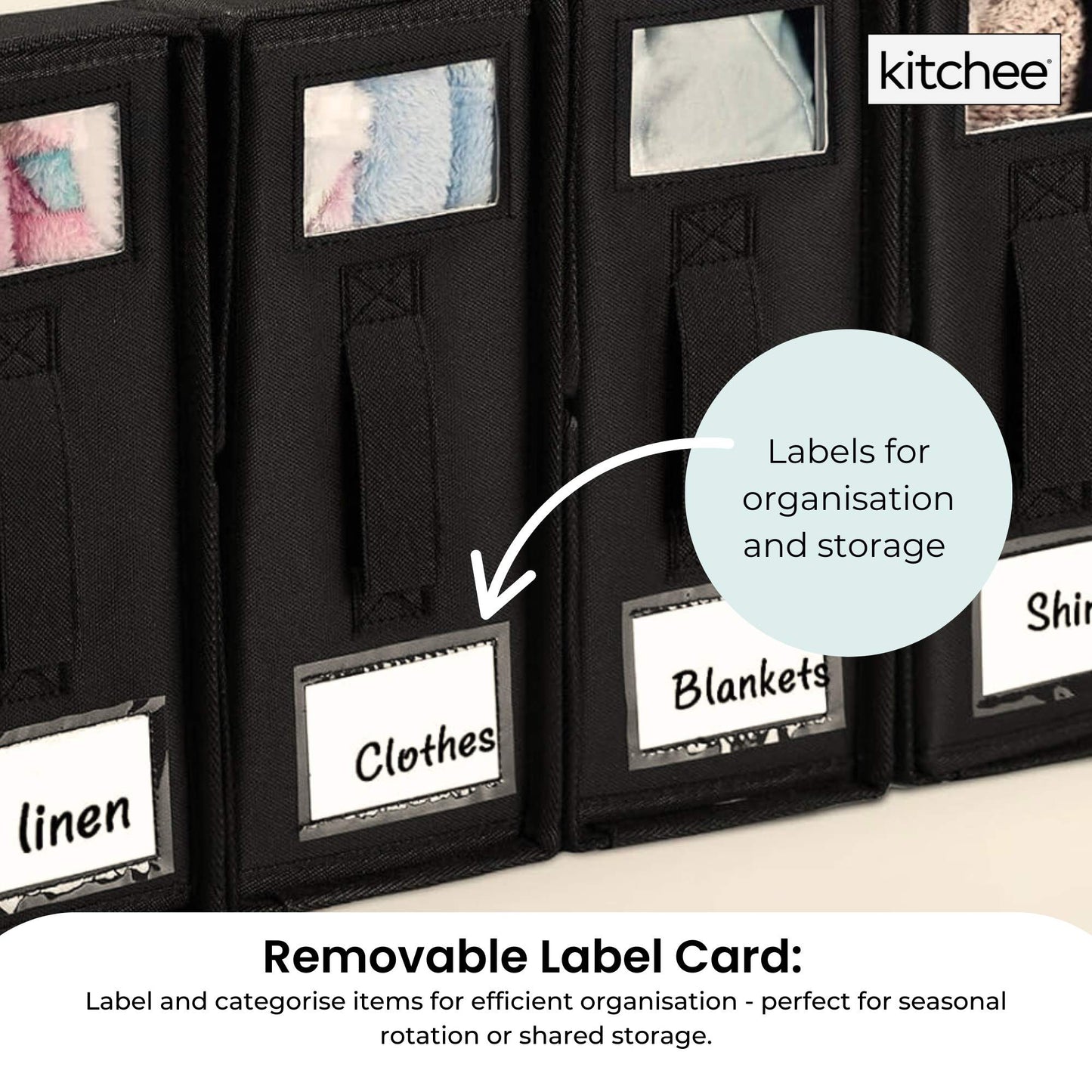 1x Kitchee Foldable Bed Sheet Storage Box – Linen & Closet Organiser Black-4