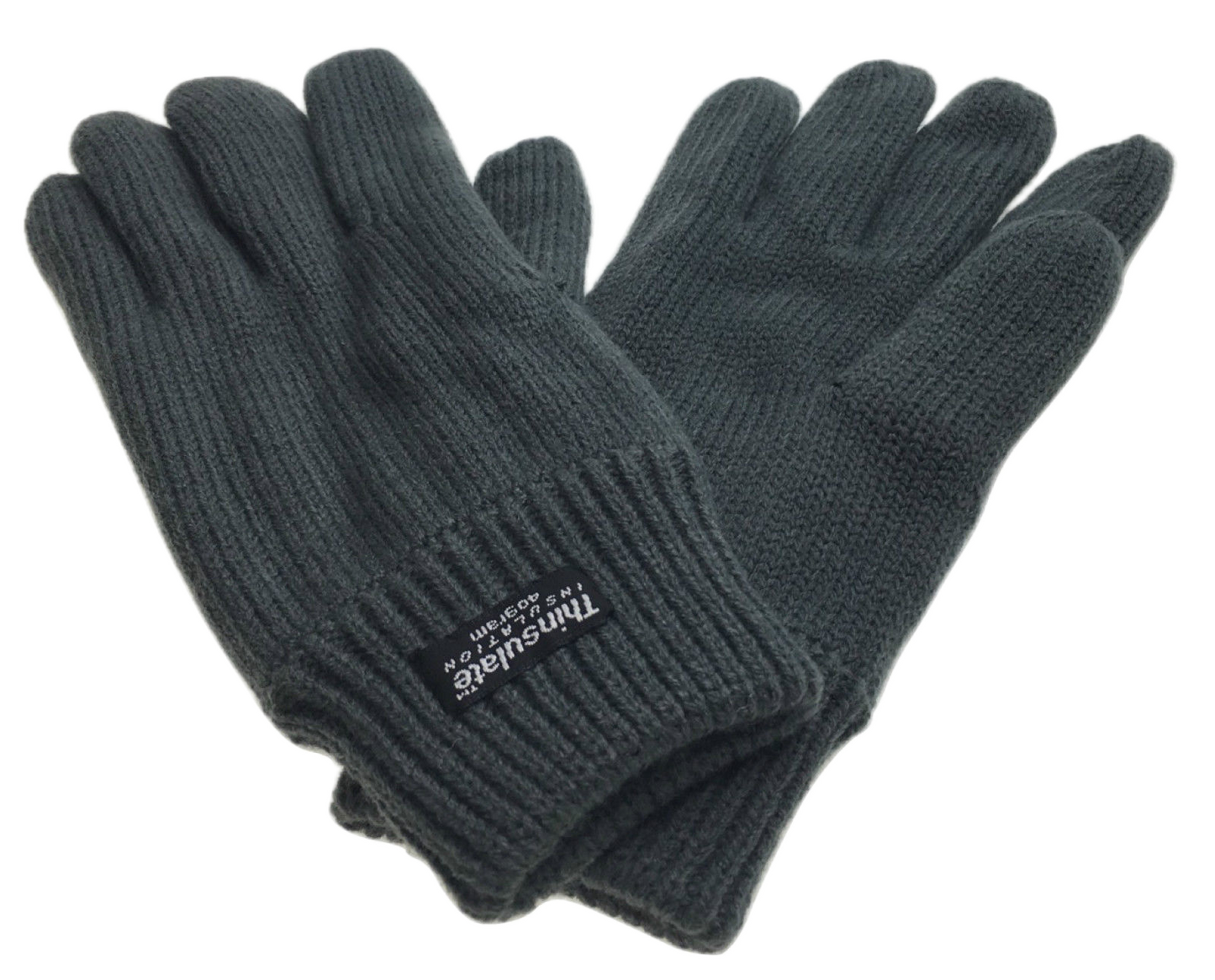 3M THINSULATE Knitted Fleece Gloves Winter Warmers Snow Ski Thermal Plain - Grey - S/M