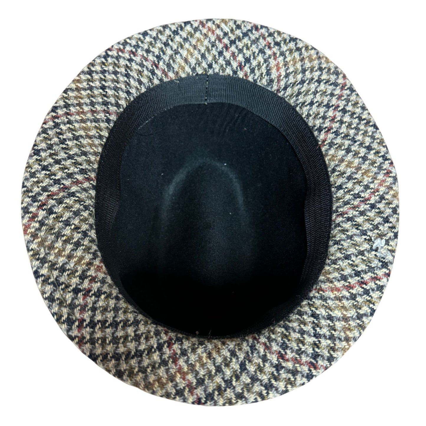 100% Wool Tweed Downbeat Brim Hat with Peacock Feather Trilby 56cm-3