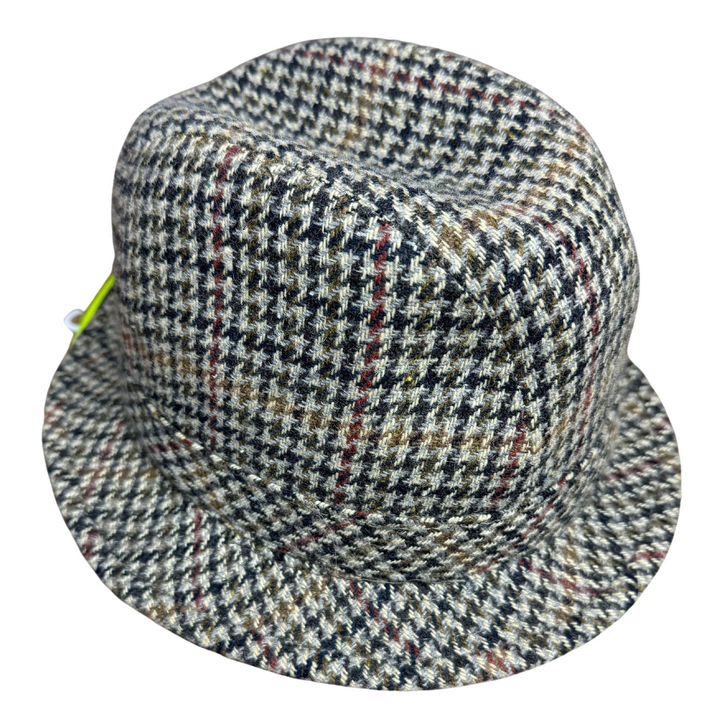 100% Wool Tweed Downbeat Brim Hat with Peacock Feather Trilby 56cm-2